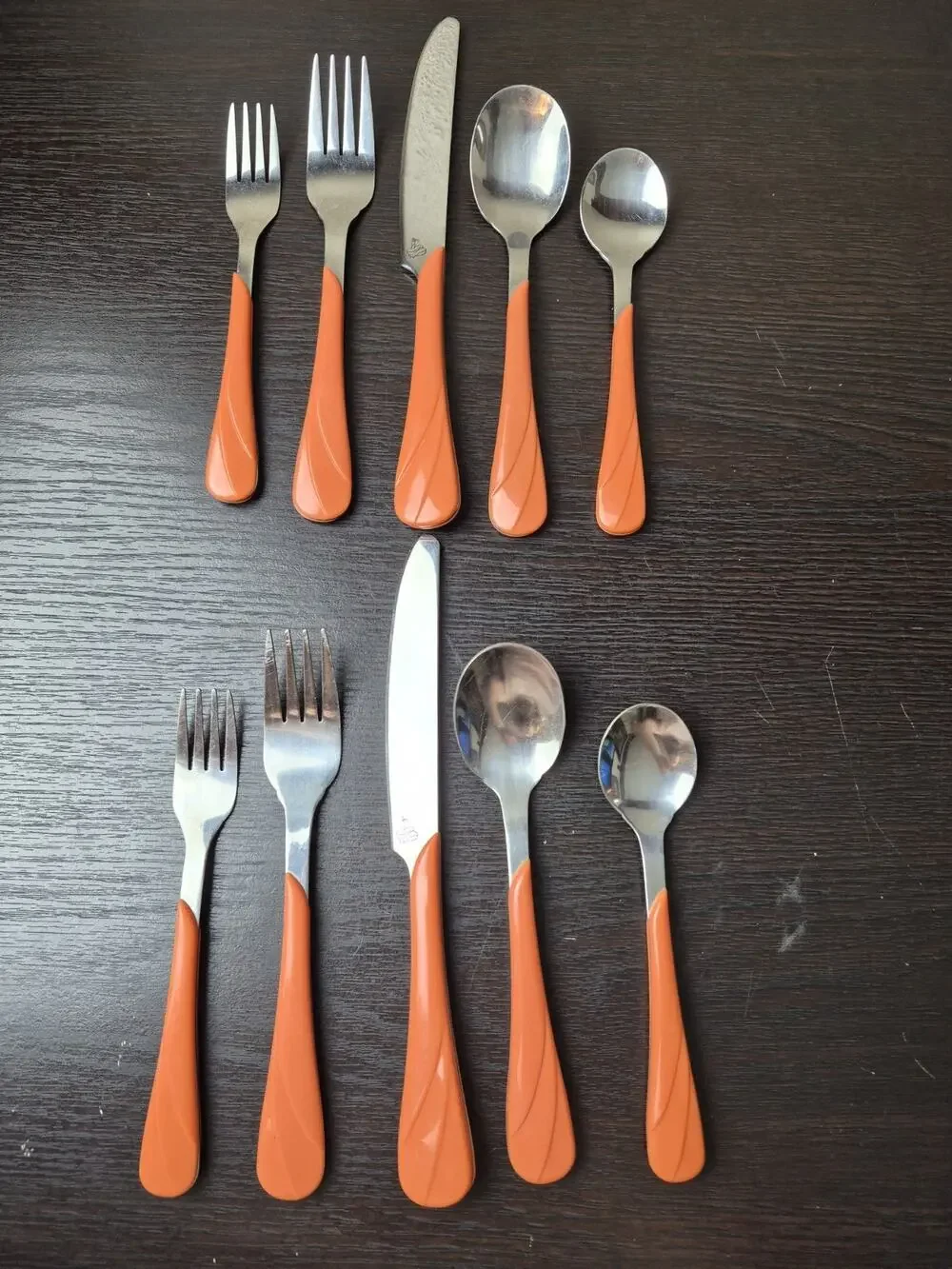 Genuine Fiesta 1991 PERSIMMON F-114 Swirl 10 PC Stainless Flatware Set for 2